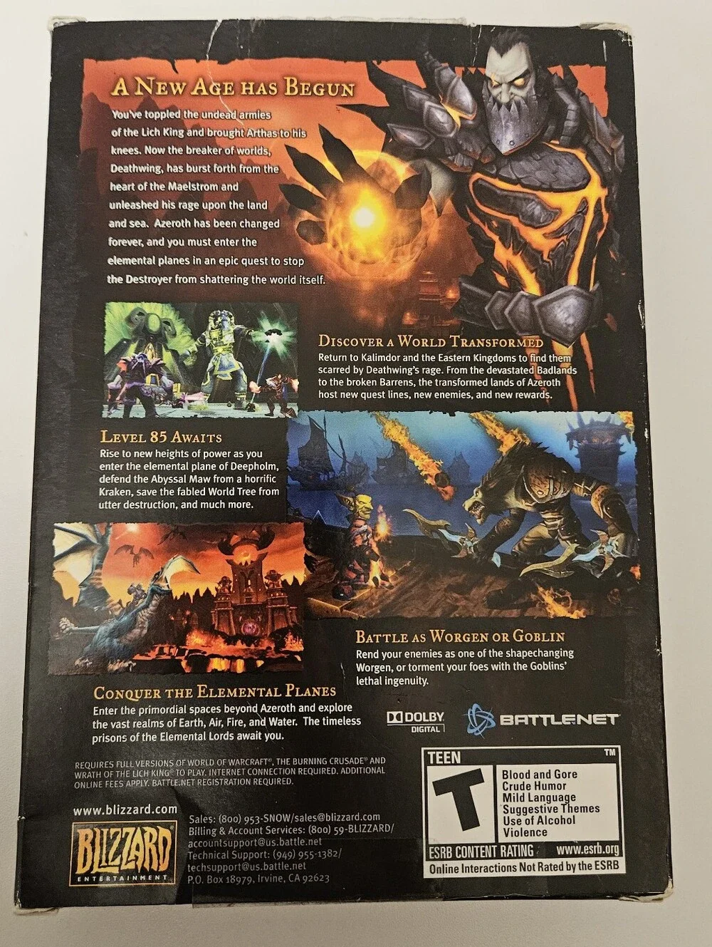 Blizzard World of Warcraft: Cataclysm Expansion Set 2010 Pc Fantasy Complete